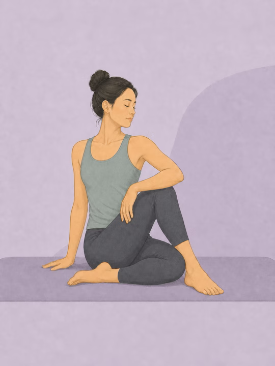 Woman demonstrating Seated Spinal Twist